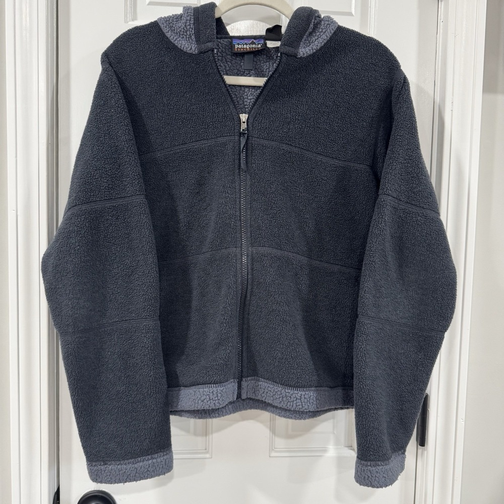 Vintage Patagonia Synchilla Fleece Hoodie Jacket Women's M USA Gray Full Zip
